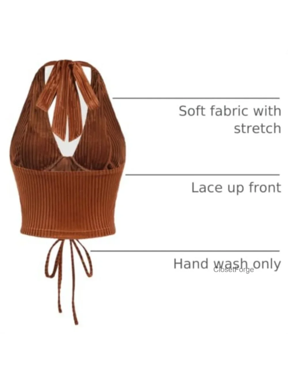 Women's Fitted Halter Corset Top Lace Up Backless Crop Stretchy Polyester Blend
